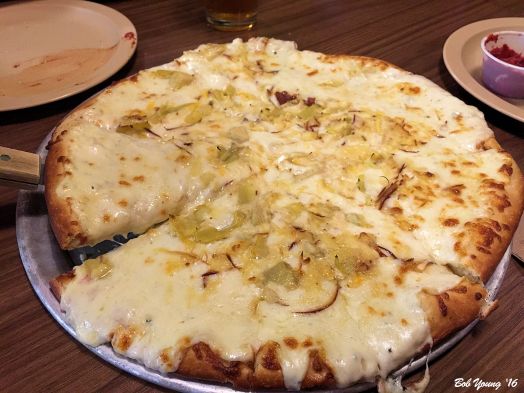 Flying Pie Pizza White Pizza with Artichoke and Cheese Variety