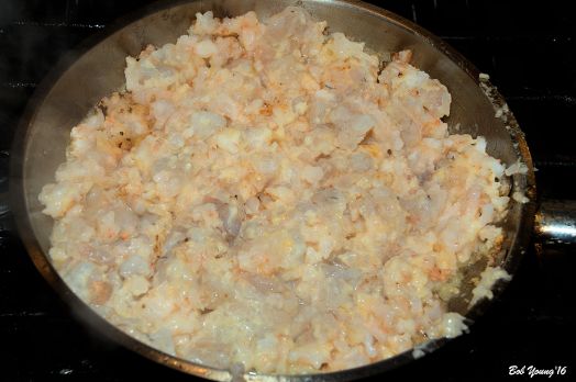 Shrimp in skillet getting cooked