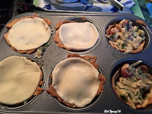 Individual Crayfish Pies using a muffin tin.
