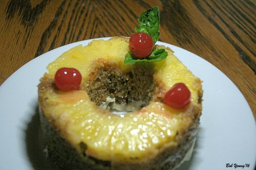 Pineapple Carrot Cake Upside Down Cake Icing is on the bottom! Told you it was upside down!