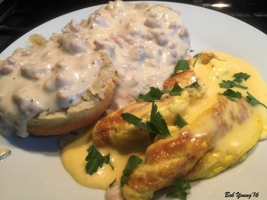 Sausage Gravy and Biscuits Scrambled Eggs with Hollandaise Sauce