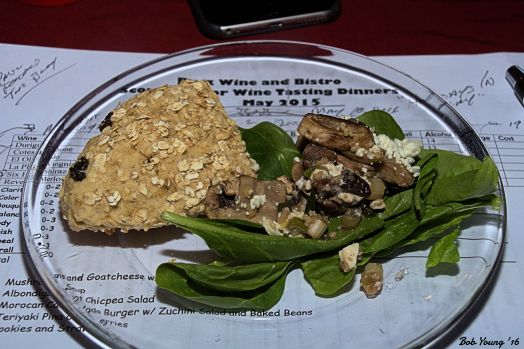 Mushrooms and Goatcheese with Oatcakes 2014 Cotes du Rhone 13.0% alc. Great paring with the goat cheese in the salad. [17] $16.00