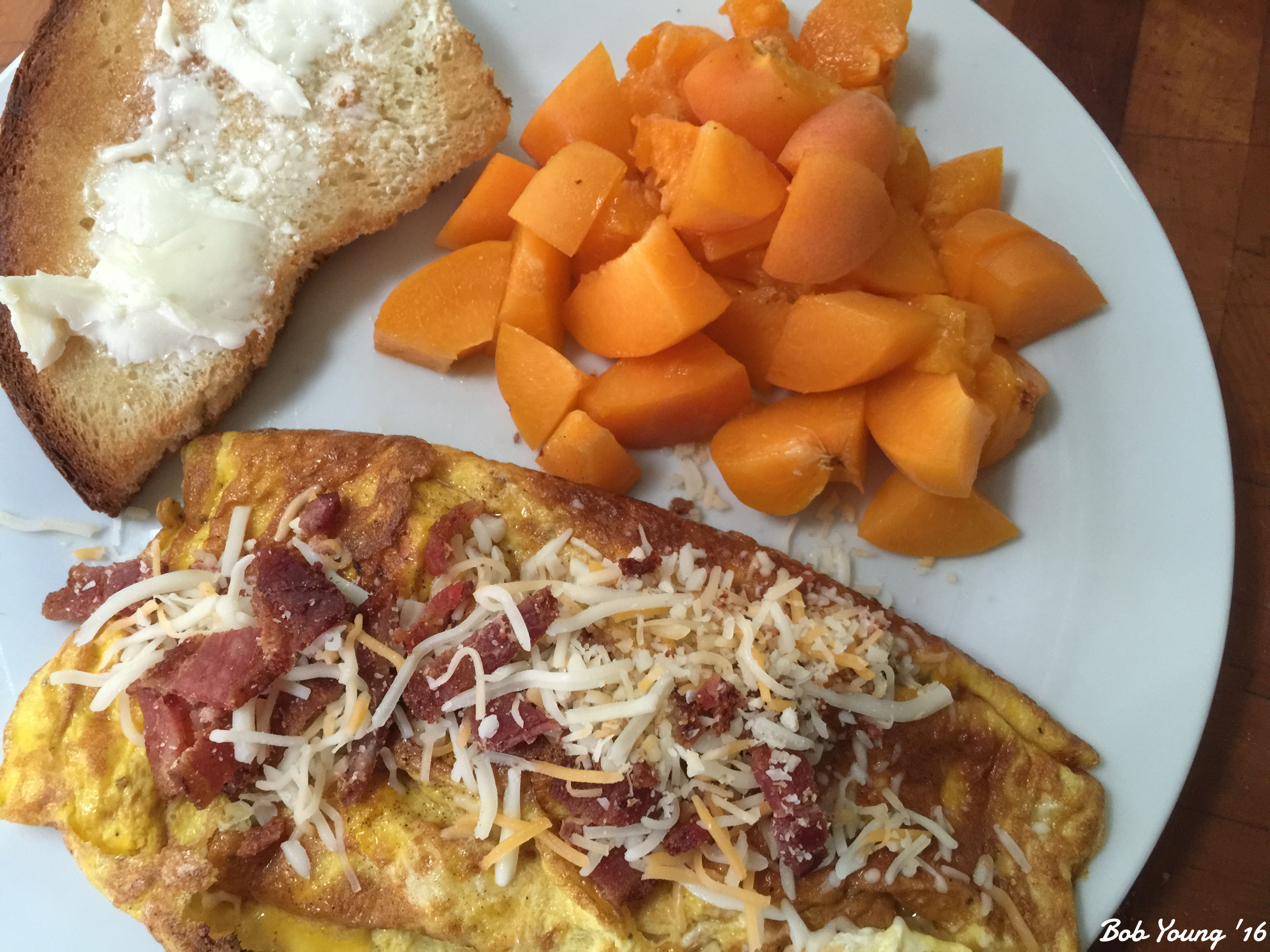 Bacon and Cheese Omelet Apricots