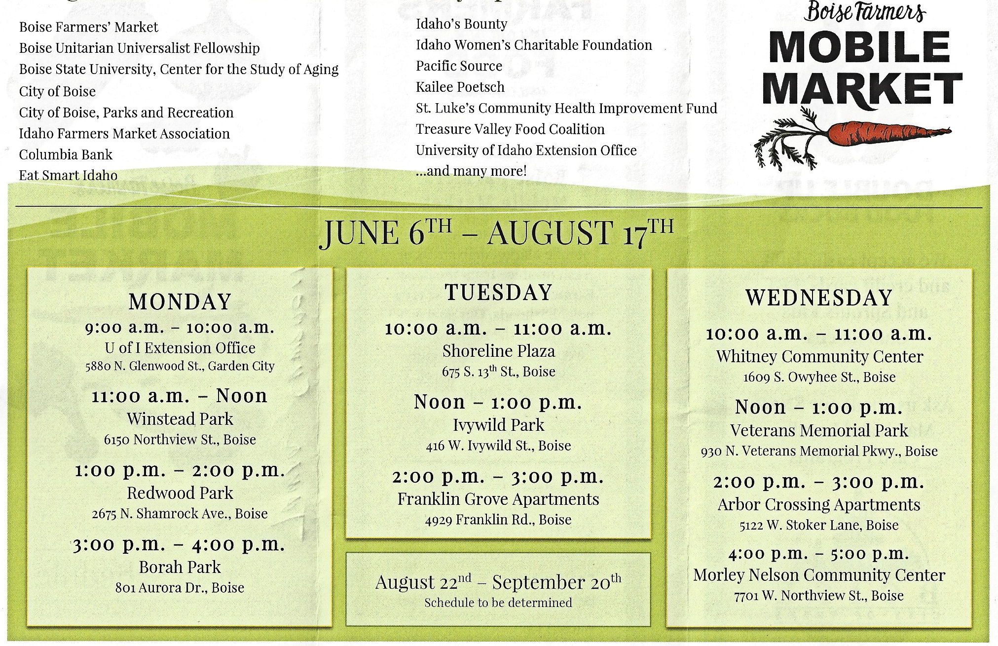 Look for thed Mobile Market in your neighborhood!