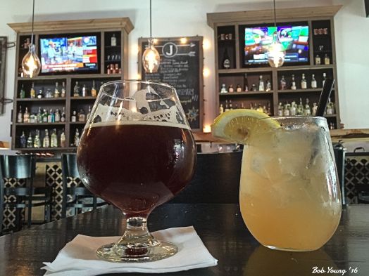 A delightful array of local beer and wines. Here we hav a Dutch Quad beer - very dark but very good - and a special drink called a Juni and the Jets - 