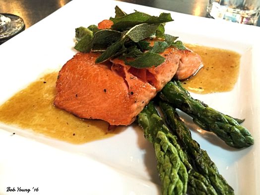 Wonderful salmon. The Dutch Quad went very well with this. The beer actually counteracted the sweetness of the honey, yet enhanced the salmon. Wonderful! Gin and Honet Glaved Honey