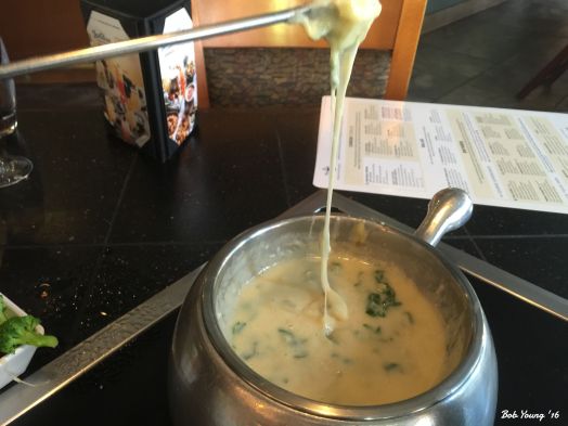 Stirring the Classic Alpine Fondue