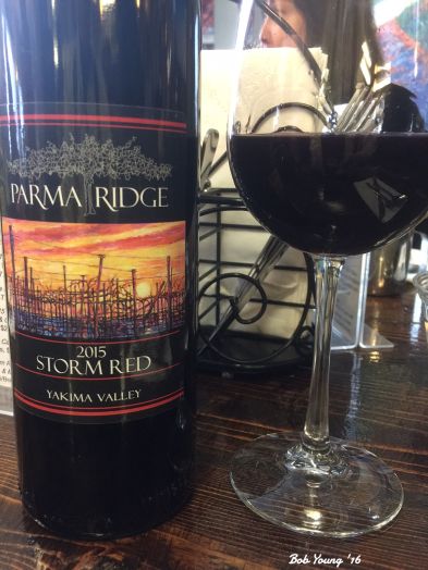 2015 Storm Red – Blend of Cabernet Sauvignon, Malbec and Carmenere (Wine Club Members Only) went extremely well with the salmon, burger and cheeses