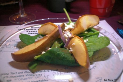 Spinach and Pear Salad Chocolate Vinaigrette 2015 Tranche Rose [15]